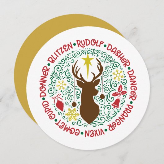 Fun Red Script Santa Reindeer Name Weihnachten (Vorne/Hinten)