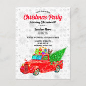 Fun Red Truck White Snow Tree Lights Party Xmas Postkarte (Vorderseite)