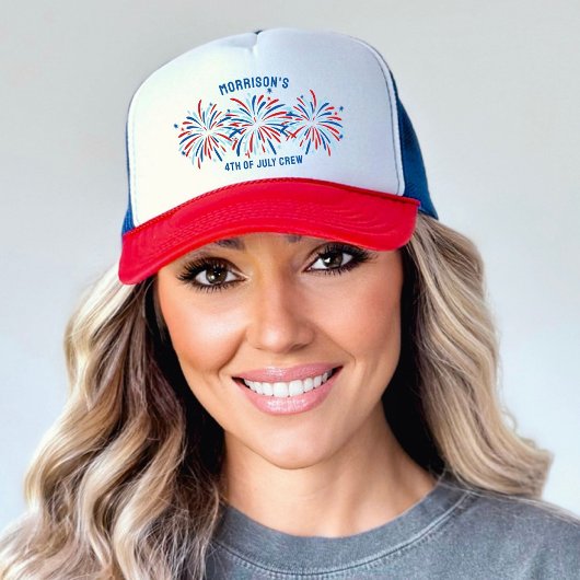 Fun Red White Blue Fireworks 4. Juli Custom Truckerkappe