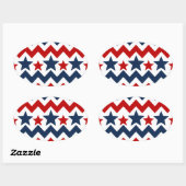 Fun Red White Blue Zickzack US Flagge Ovaler Aufkleber (Blatt)