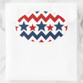 Fun Red White Blue Zickzack US Flagge Ovaler Aufkleber (Tasche)