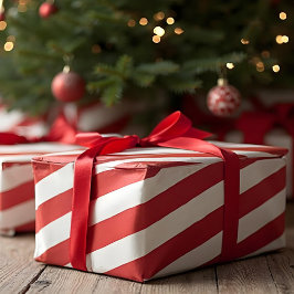 Fun Red & White Candy Strip Festliche Weihnachten Geschenkpapier