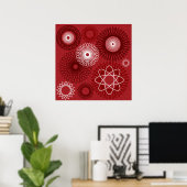 Fun Red White Geometric Muster Spirograph Design Poster (Heimbüro)
