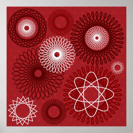 Fun Red White Geometric Muster Spirograph Design Poster (Vorne)