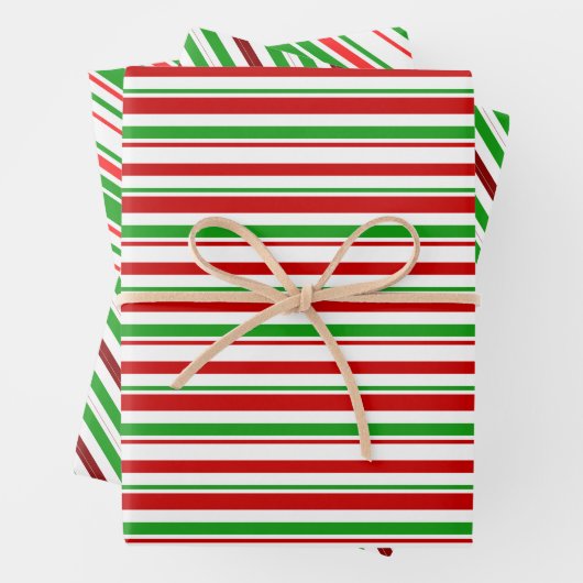 Fun Red, White, Green Christmas Inspiriert Lines Geschenkpapier Set (Beispiel)