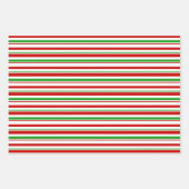 Fun Red, White, Green Christmas Inspiriert Lines Geschenkpapier Set (Vorderseite)