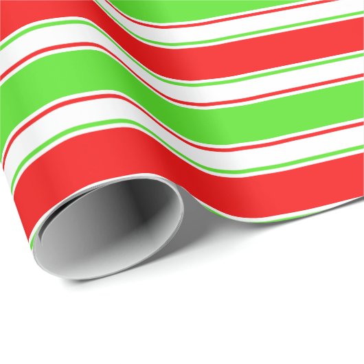 Fun Red, White, Green Christmas Inspiriert Muster Geschenkpapier (Rolleneckpunkt)