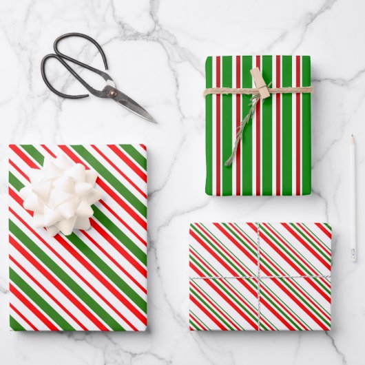 Fun Red, White, Green Christmas Inspiriert Muster Geschenkpapier Set (Vorderseite)