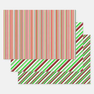 Fun Red, White, Green Christmas Themed Patterns Geschenkpapier Set