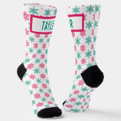 Fun Red White Green Snowflakes Pattern Individuell Socken (Gewinkelt)