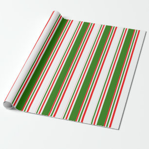Fun Red, White, Green Strip Muster Geschenkpapier