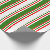 Fun Red, White, Green Strip Muster Geschenkpapier (Ecke)