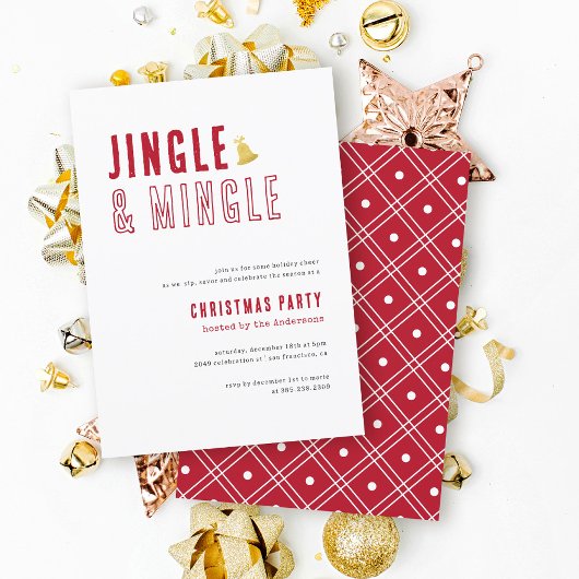 Fun Red & White Jingle & Mingle Weihnachten Party Einladung