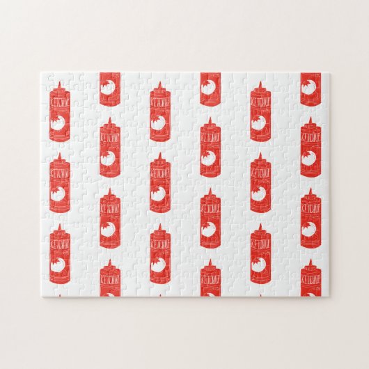 Fun Red White Ketschup Pattern Sauce Puzzle (Horizontal)