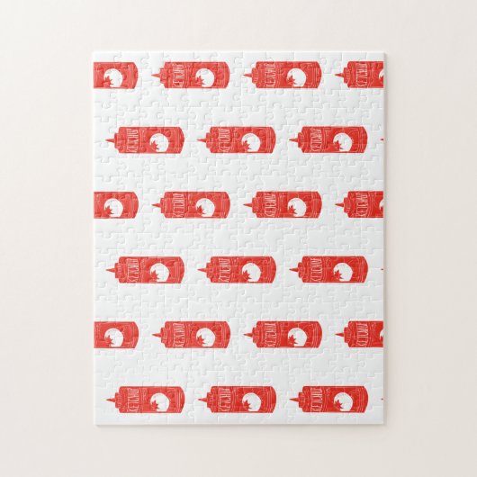 Fun Red White Ketschup Pattern Sauce Puzzle (Vertikal)