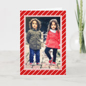 Fun Red White Peppermint Candy Cane Stripe Holiday Karte (Vorderseite)