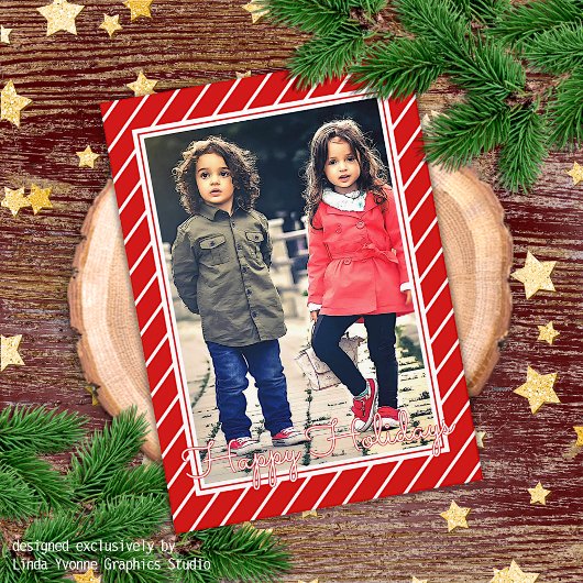 Fun Red White Peppermint Candy Cane Stripe Holiday Karte