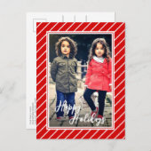 Fun Red White Peppermint Candy Cane Stripe Holiday Postkarte (Vorne/Hinten)