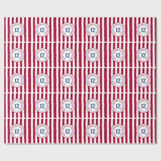 Fun Red White Popcorn Streifen Aquarellmuster Geschenkpapier (Flach)