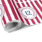 Fun Red White Popcorn Streifen Aquarellmuster Geschenkpapier (Rolleneckpunkt)
