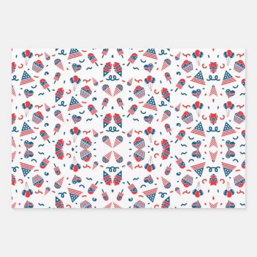 Fun Red White und Blue Designed Geschenkpapier Set (Vorderseite 3)