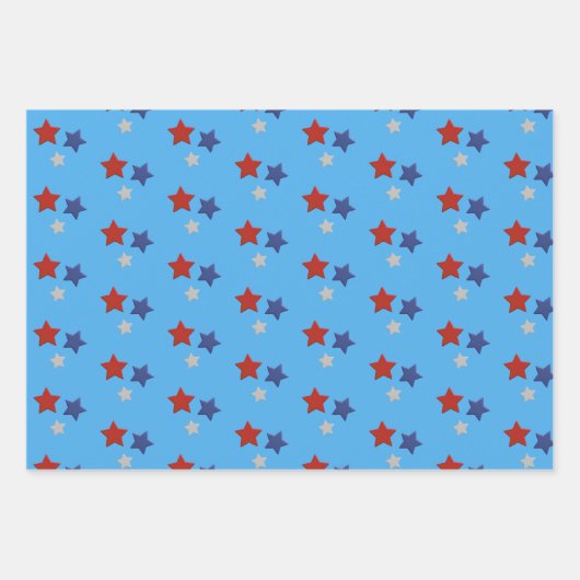 Fun Red White und Blue Designed Geschenkpapier Set (Vorderseite 2)