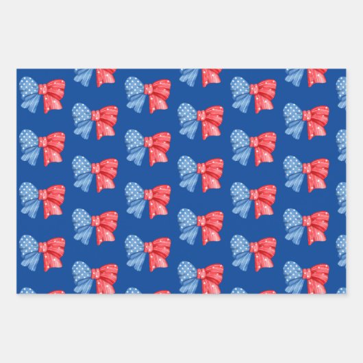 Fun Red White und Blue Designed Geschenkpapier Set (Vorderseite)