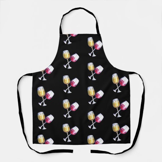 Fun Red Wine White Glasses Pattern Schürze (Vorderseite)