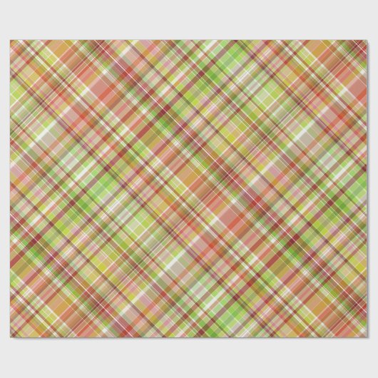 Fun Red Yellow Lime Green Gingham Kariertes Muster Geschenkpapier (Flach)