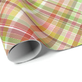 Fun Red Yellow Lime Green Gingham Kariertes Muster Geschenkpapier (Rolleneckpunkt)