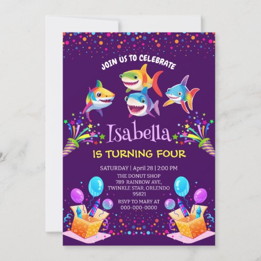 Fun Regenbogenhai Ballon Geburtstagsjunge (Vorderseite)