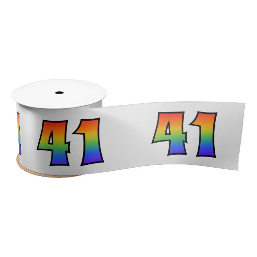 Fun, Regenbogenmuster "41" Ereignisnummer (grau) Satinband (Spule)