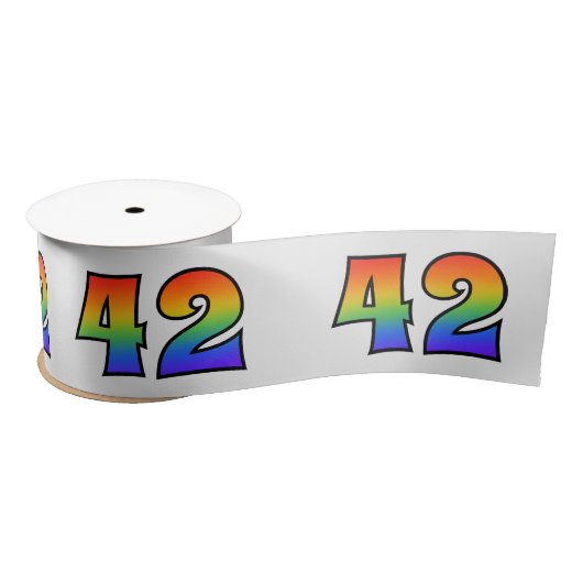Fun, Regenbogenmuster "42" Ereignisnummer (grau) Satinband (Spule)