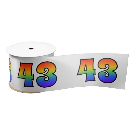 Fun, Regenbogenmuster "43" Ereignisnummer (grau) Satinband (Spule)