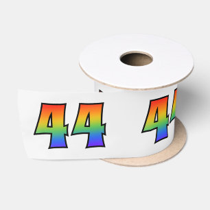 Fun, Regenbogenmuster "44" Ereignisnummer (grau) Satinband