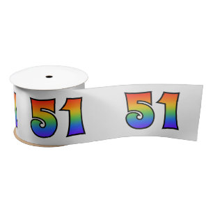 Fun, Regenbogenmuster "51" Ereignisnummer (grau) Satinband