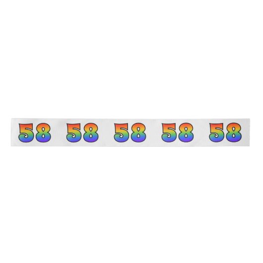 Fun, Regenbogenmuster "58" Ereignisnummer (grau) Satinband (Vorderseite)