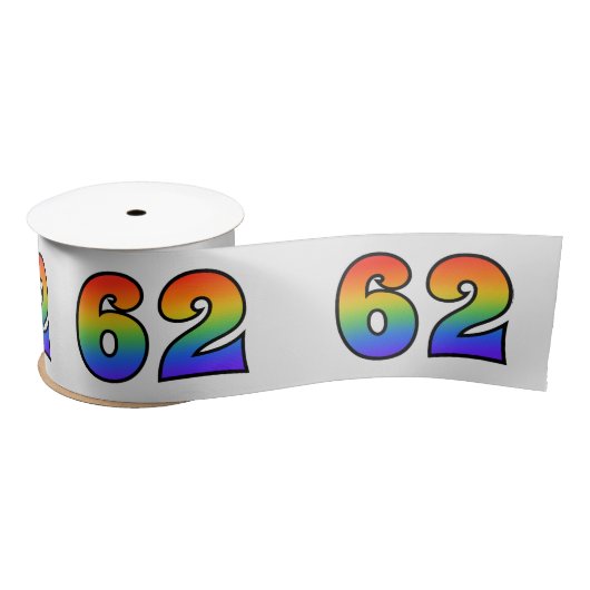 Fun, Regenbogenmuster "62" Ereignisnummer (grau) Satinband (Spule)