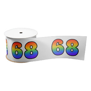 Fun, Regenbogenmuster "68" Ereignisnummer (grau) Satinband