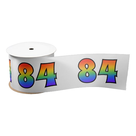Fun, Regenbogenmuster "84" Ereignisnummer (grau) Satinband (Spule)