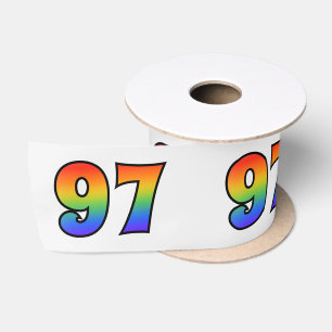Fun, Regenbogenmuster "97" Ereignisnummer (grau) Satinband
