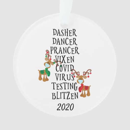 Fun Reindeer Names Covid 2020 Quarantine Ornament (Vorderseite)