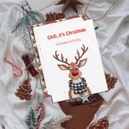 Fun reindeer Rudolph christmas wishes Postcard Feiertagskarte