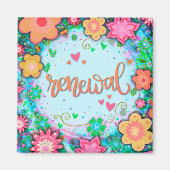 Fun Renewal Blue Floral Moderne Inspirivity Magnet (Vorne)