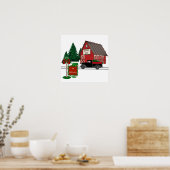 Fun Rentier Barn w Truck und Elf Sign Print Poster (Küche)