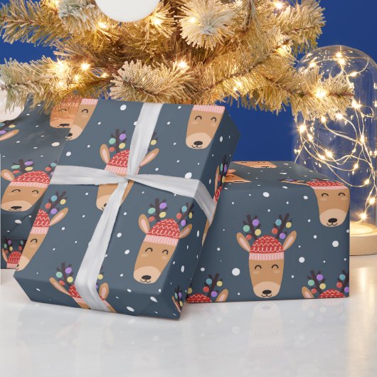 Fun Rentier mit Weihnachtslicht Geschenkpapier (Feiertage)