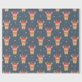 Fun Rentier mit Weihnachtslicht Geschenkpapier (Flach)