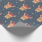 Fun Rentier mit Weihnachtslicht Geschenkpapier (Ecke)
