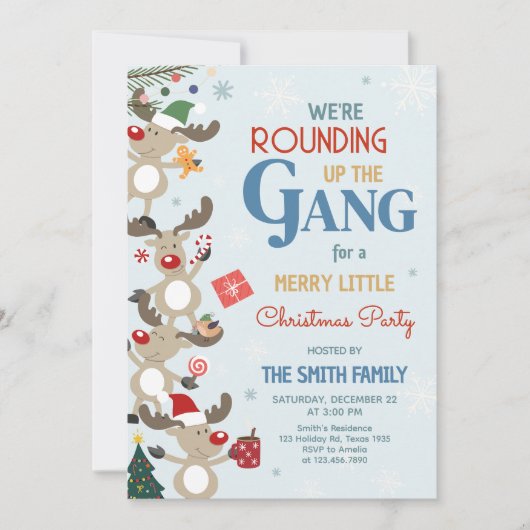 Fun Rentier Weihnachts-Party Einladung (Vorderseite)