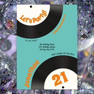 Fun Retro 21. Geburtstag 90er Musik Vinyl Record Einladung